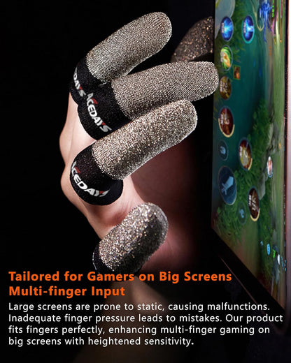 Gaming Finger Sleeves,100% Visible Silver Fibers,Just Right Pressure/Breathable/Sweatproof,Gaming Gloves for PUBG Mobile/Knives Out/Call of Duty Mobile（10Pcs） M