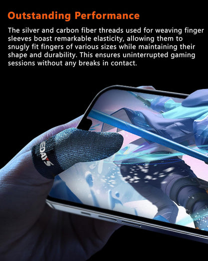 Gaming Finger Sleeves,100% Visible Silver Fibers,Just Right Pressure/Breathable/Sweatproof,Gaming Gloves for PUBG Mobile/Knives Out/Call of Duty Mobile（10Pcs） M